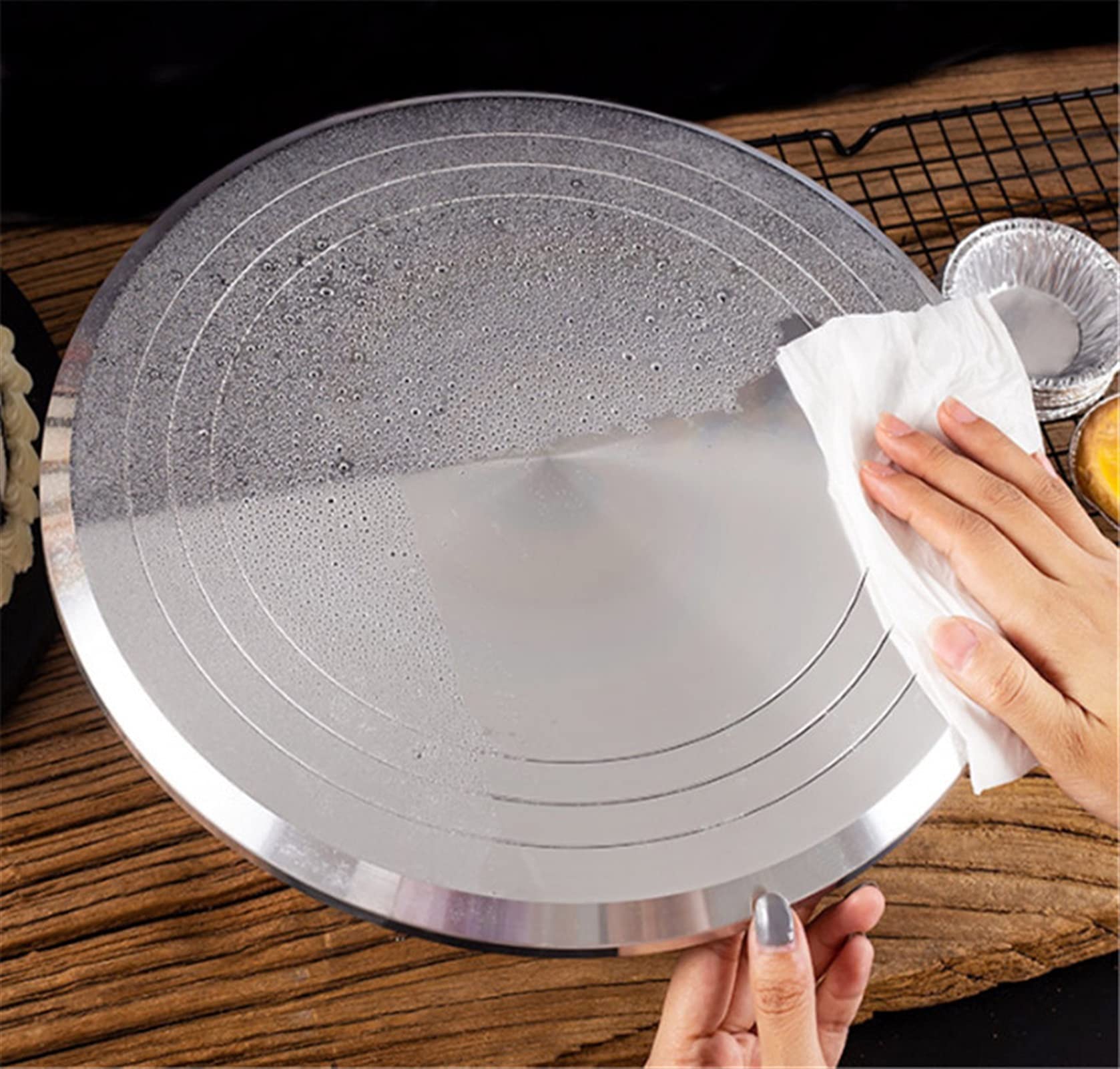 Tortenplatte Drehbar Kuchenständer Backenwerkzeug 10 12 14 Zoll montierte Sahne Kuchen Tisch Drehtisch Drehen Tischständer Base Umdrehen Dekorationstabelle Kuchen dekorieren Verbrauchsmaterial Kit