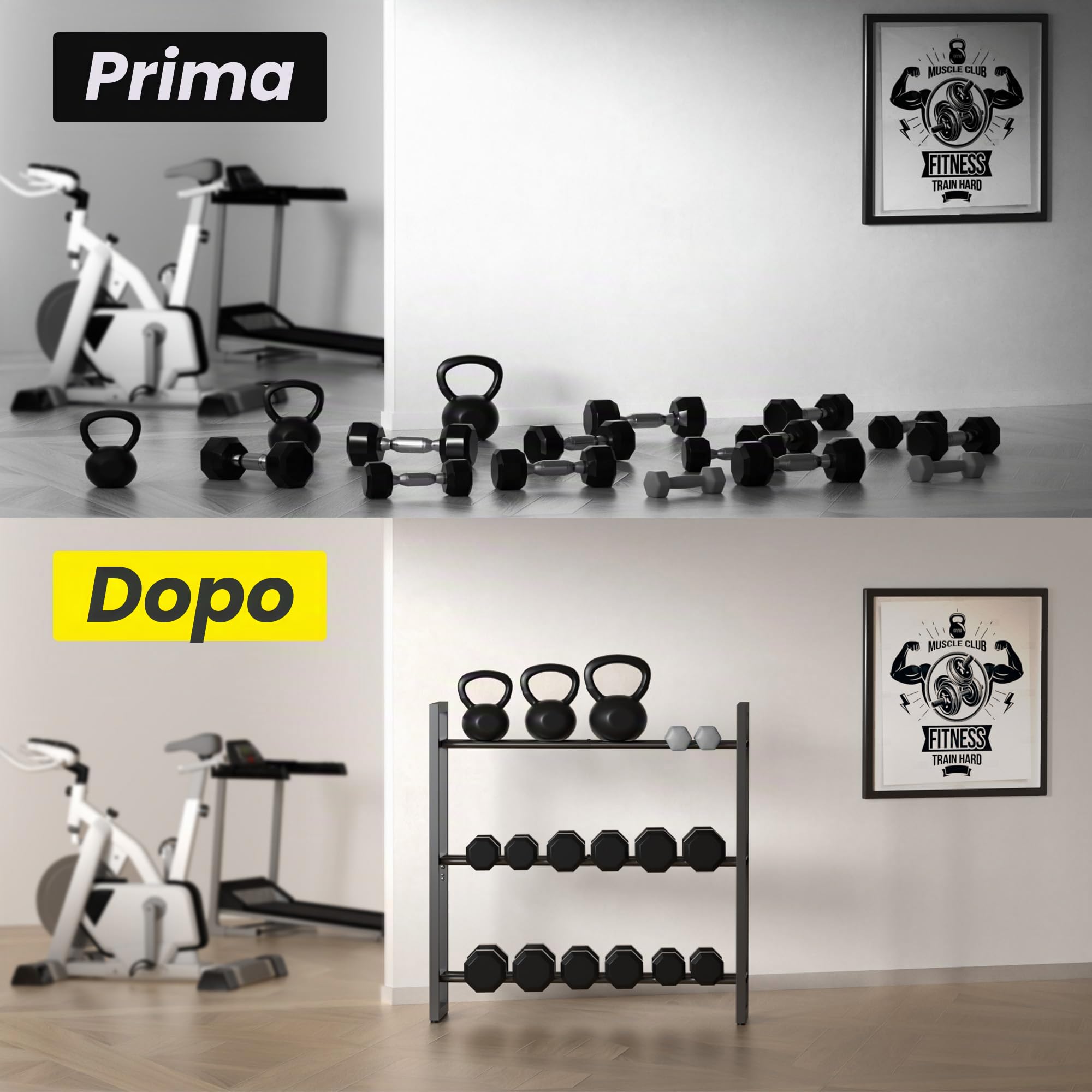 Porta manubri a 3 livelli/4 livelli, Supporto per manubri per palestra domestica