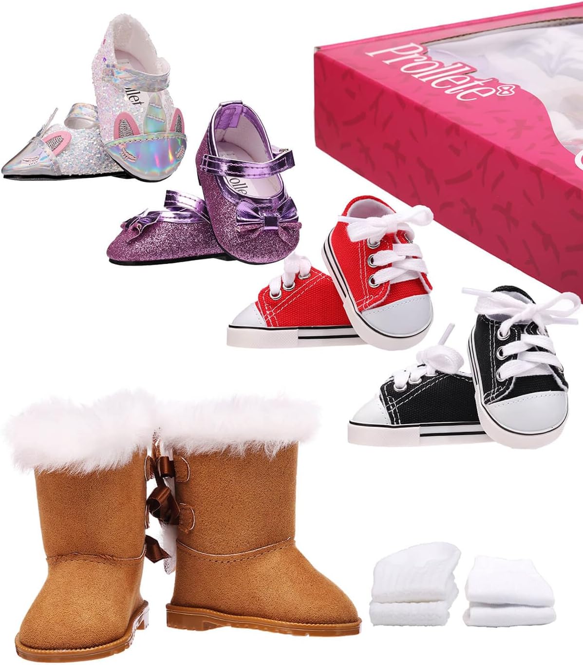 18 inch Doll Shoes for American Doll Shoes-14 Pairs with Gift Box, Doll Shoes for 18 in Doll Compatible with American Doll