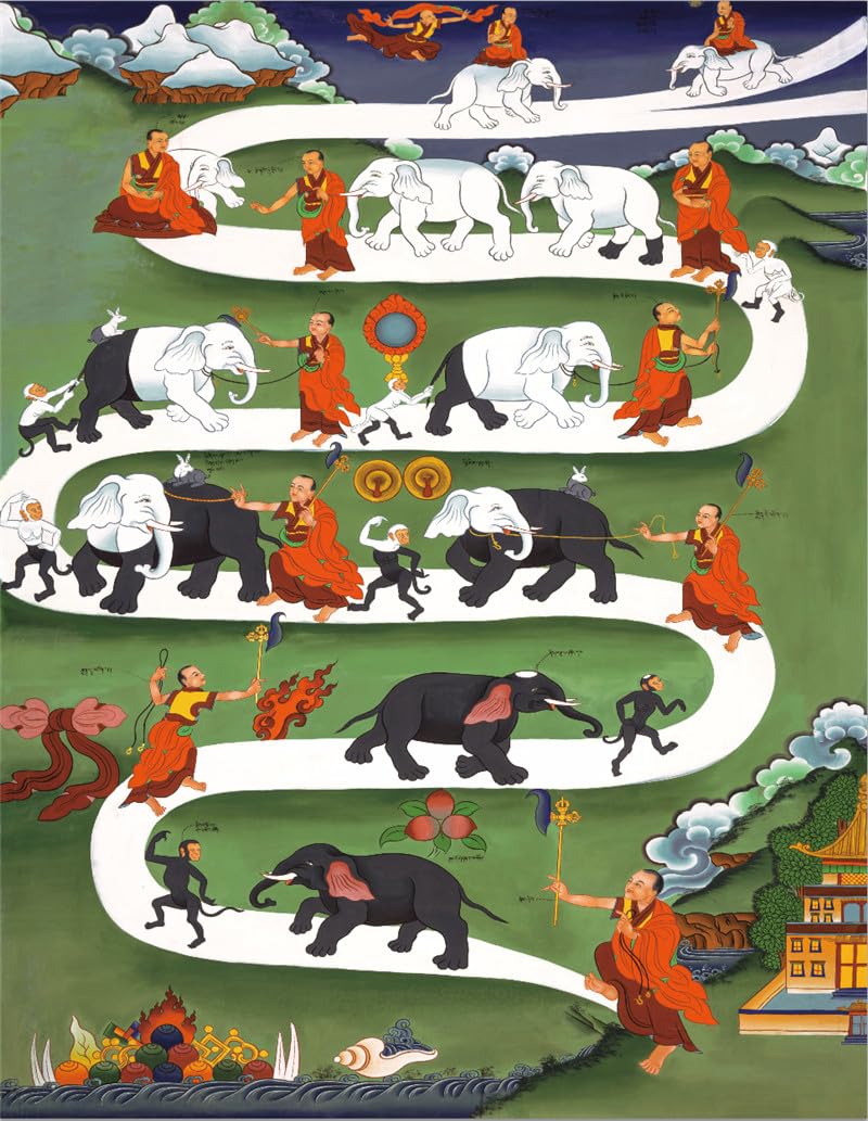 Tibetisch buddhistischer Thangka Wandbehang, Tibetischer Thangka-Giclée-Druck, gerahmt, buddhistischer Wandteppich, 120 x 81 cm, Mehrfarbig(Frame Color 6)
