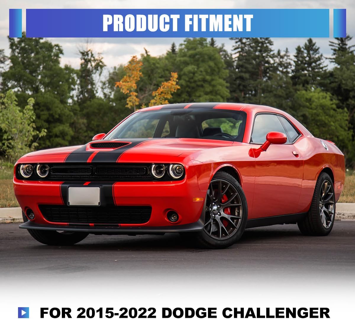 Fog Lights Covers for 2015 2016 2017 2018 2019 2020 Dodge Challenger, Driving Fog Lamp Bezel Replacement, 1 Pair Left & Right Side