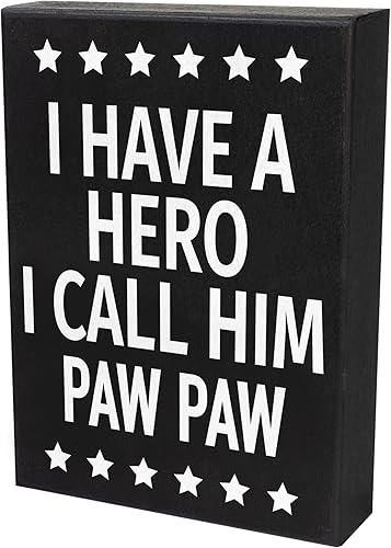 Miniatura 8 de JennyGems Regalos de papaya, letrero de madera con texto en inglés "I Have a Hero I Call Him Paw Paw Paw", regalo para papaya, decoración de