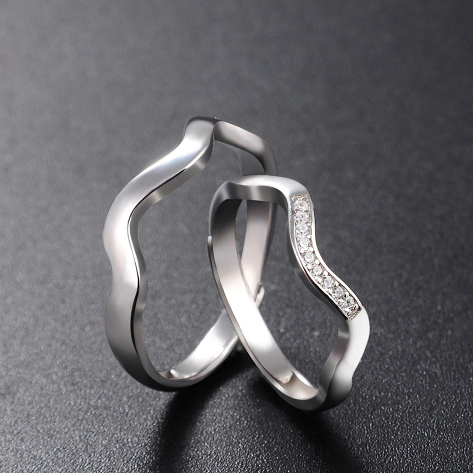 Fidget Ring Set Anelli Argento Disegno Dell'Onda 925 Sterline D'Argento Regalo Anniversario