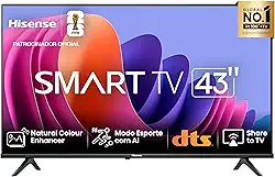 Hisense Smart TV FHD 43" Polegadas 43A4N com DTS Virtual X, Game e Sports Mode, Controle por Voz, Share to TV e Compatível com Alexa