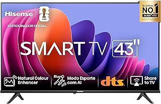 Hisense Smart TV FHD 43" Polegadas 43A4N com DTS Virtual X, Game e Sports Mode, Controle por Voz, Share to TV e Compatível com Alexa
