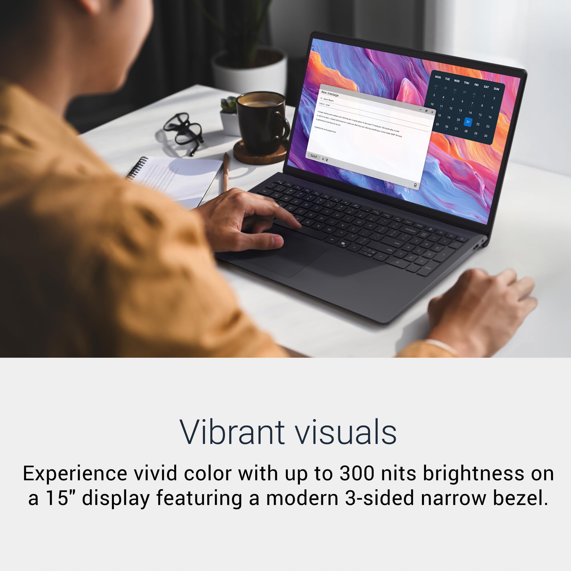 Dell 15.6 Laptop, FHD, Intel Core Ultra 5 225U, 16GB RAM, Windows 11 Home | Anti-Glare 300 Nits WVA, Intel Graphics, DDR5, 512GB SSD, Backlit Keyboard, Wi-Fi 6, Carbon Black, Business Ready, D15260 image 3