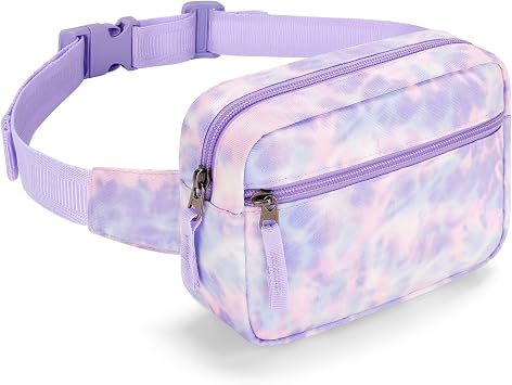 Choco Mocha Kids Tie Dye Fanny Pack for Girls, Kids Belt Bag for Girls, Purple, TieDye Purple2