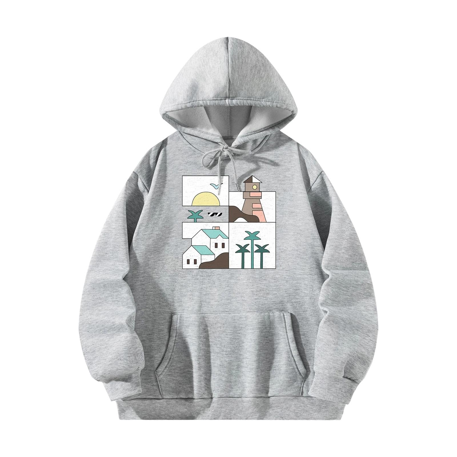 Hoodie for Women Pullover Fall Clothes Graphic Print Trendy with Pocket Tops XL|Clothing Shoes & Accessories | Womens Clothing | Sweats & Hoodies-image-17