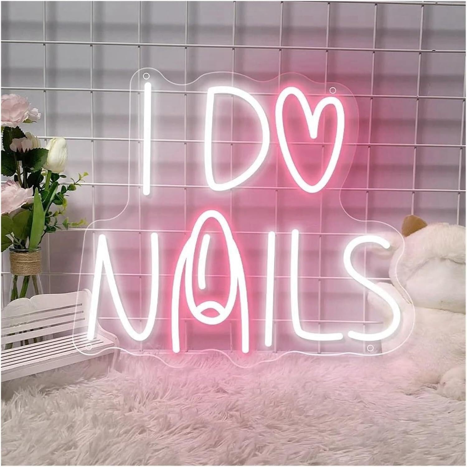 Zynther Neon lamp for LED for Neon Sign I Do Nails Nails Room for Lights Wall Hanging Decoration Business 35cm×40cm(E)