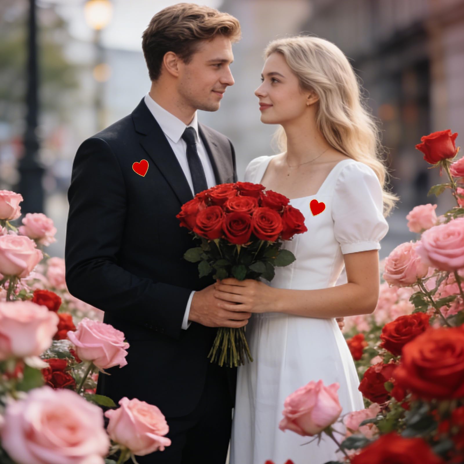Juego de broches de corazón de amor romántico con materiales de aleación, adecuados para bodas y uso diario, alfileres de pareja