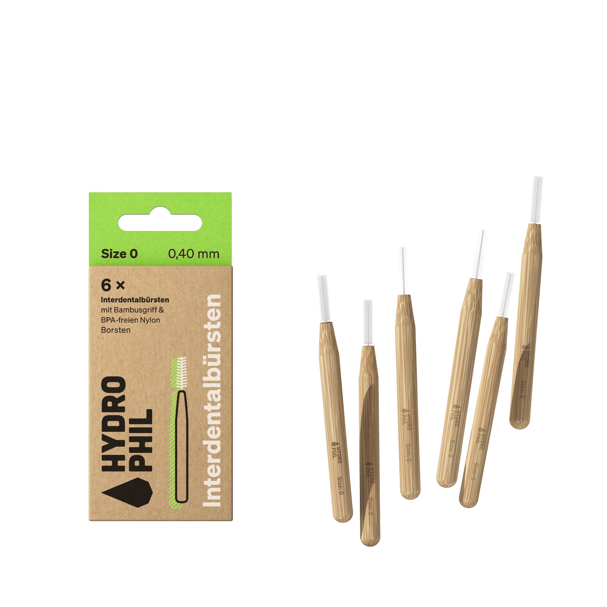 Hydrophil Interdentalbürsten aus Bambus – Griff aus Bambus, Borsten aus BPA-freiem Nylon