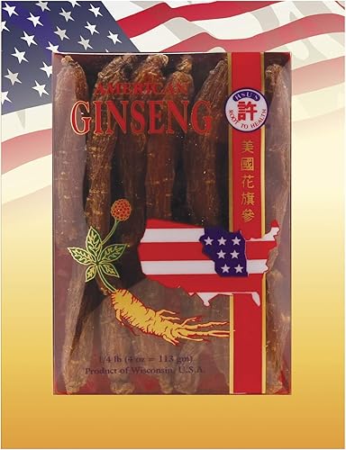 HSU's Ginseng SKU 0141-4 Red Jumbo Large Ginseng cultivado rojo americano del condado de Marathon en Wisconsin Estados Unidos Caja de 4 onzas,