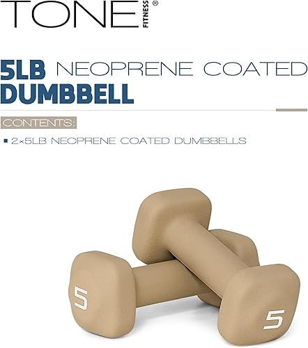 Miniatura 2 de Tone Fitness Neoprene Dumbbell Weight Pairs with Anti-Roll Square Head | Multiple Options