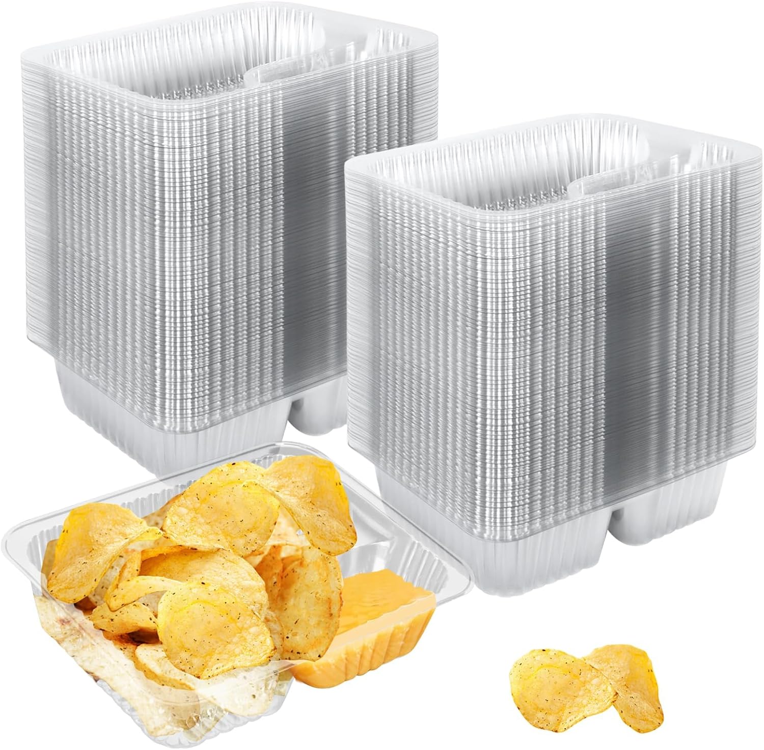 200 Pack 12oz Plastic Nacho Trays, 6x5 Inches Disposable Snack Trays