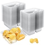 TKOnline 200 Pack 12oz Plastic Nacho Trays, 6x5 Inches 2 Compartments Disposable Snack Tray with Chip and Dip Holder, Clear Nacho Containers for Concession Stands Movie Night Carnival Party Supplies