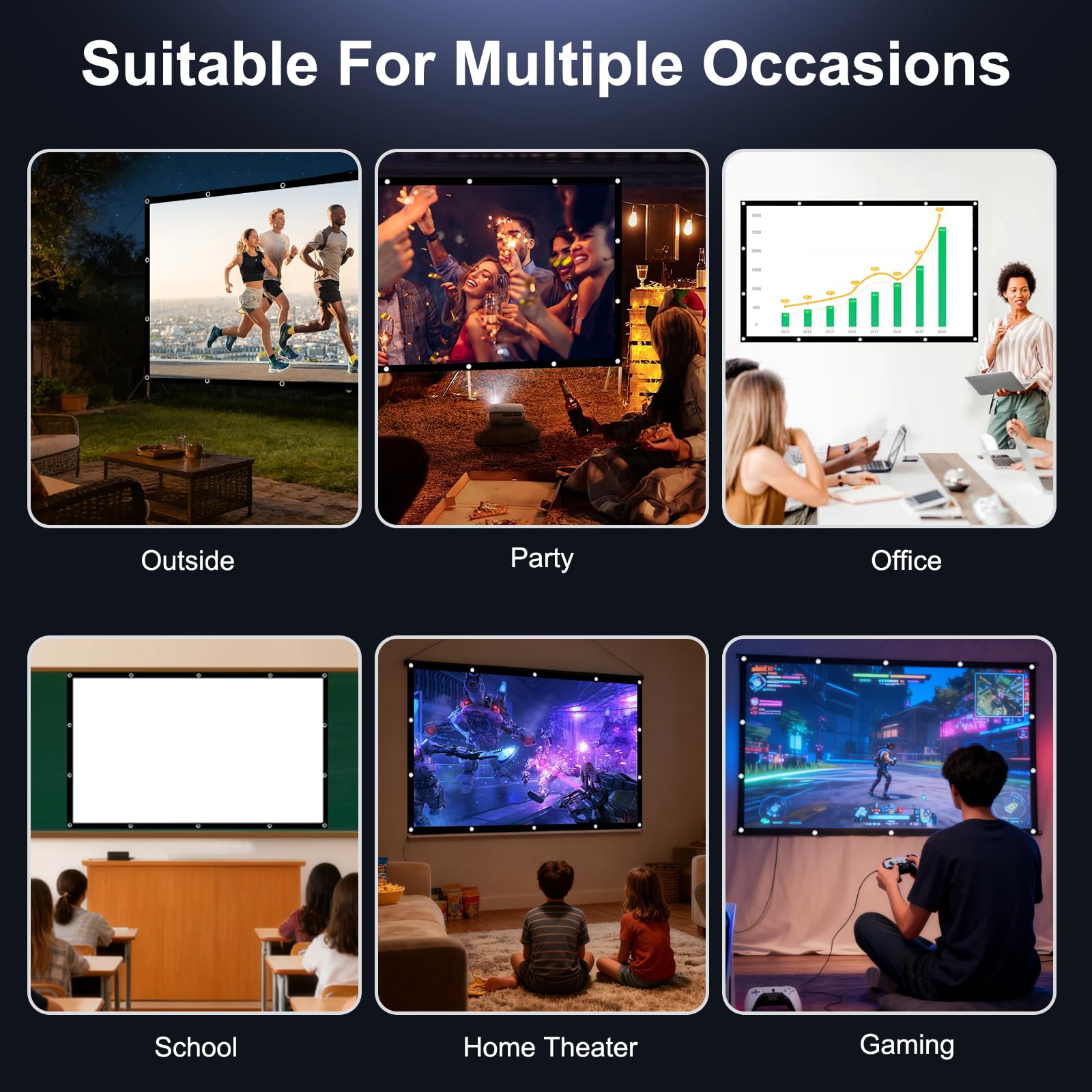 Telo Proiettore 100 Pollici,HOPFROG Schermo Proiettore Esterno 4K 16:9 HD Projector Screen Anti Luce Pieghevole Portatile Lavabile Schermo Doppia Faccia Telo per Proiettore Anti Rughe