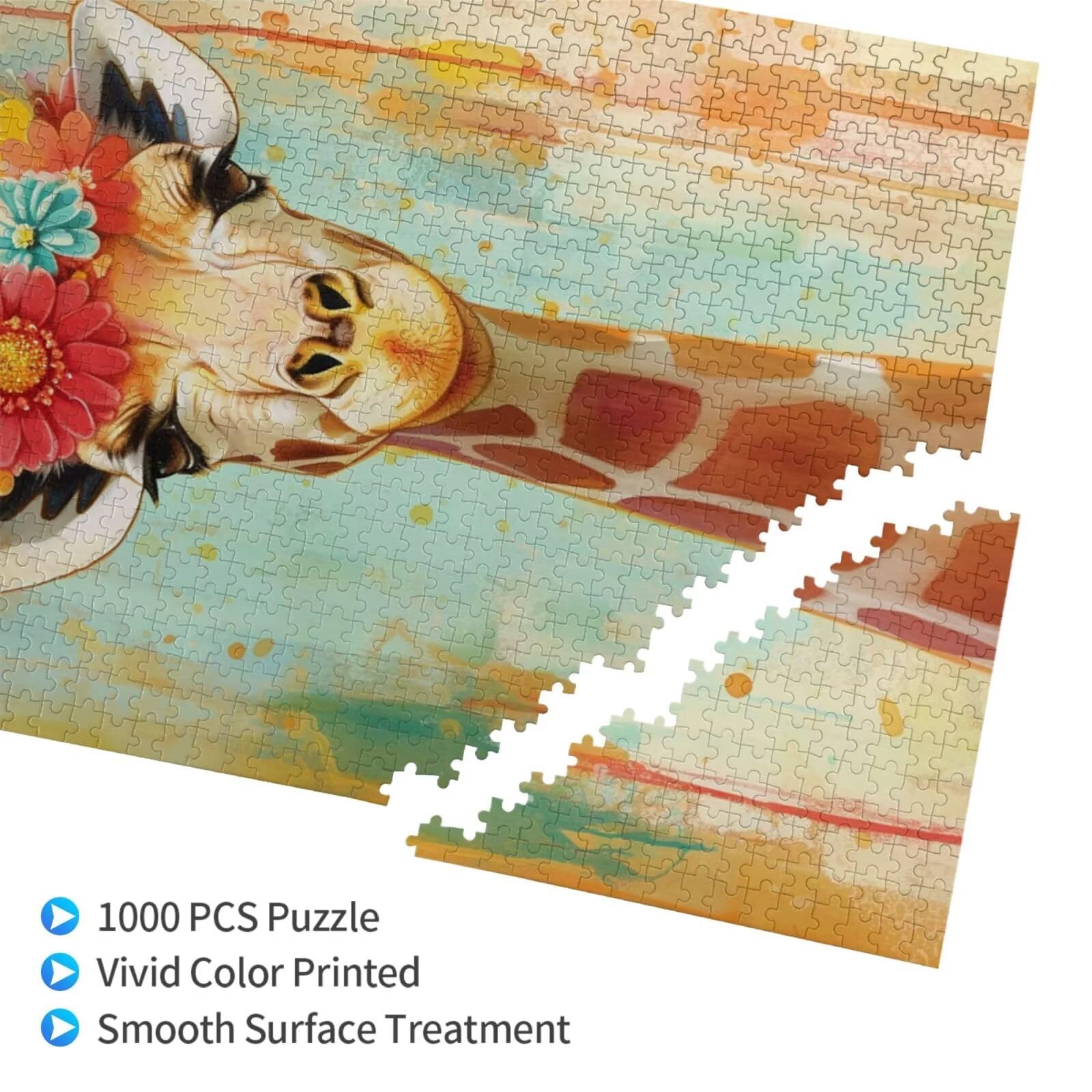 Girafe Puzzle Fleur 3000 Pièces Adultes, DIY Puzzles Classiques Art avec Boîte d'emballage et Photos de Référence, Relaxation/Soulagement du Stress/Jeux Amusants, Creatif Cadeau pour Femme M-1962
