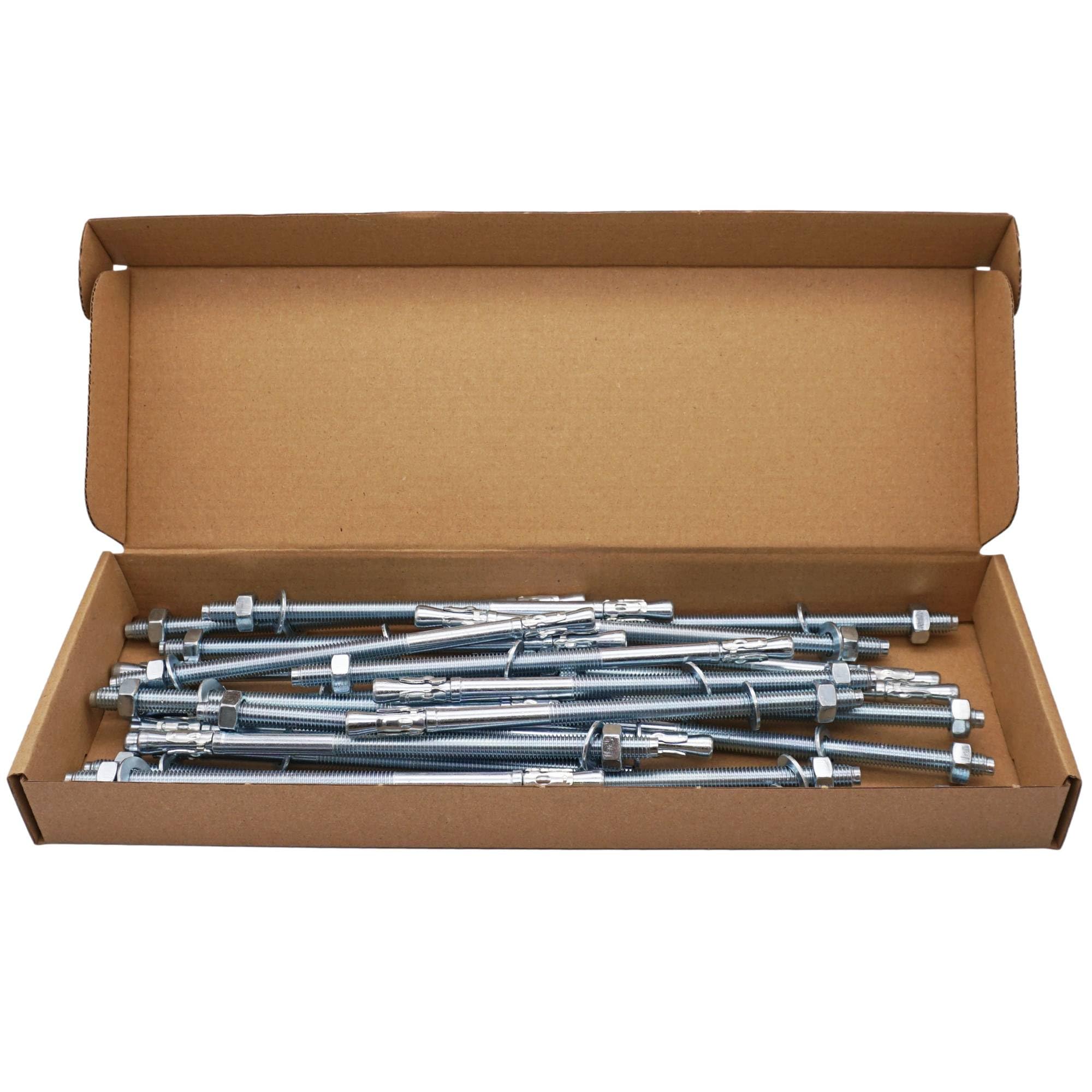 SKIR'CO (25 pcs) Ancres à coin plaquées zinc M8 x 165 mm, chevilles métalliques, boulon d'ancrage, ancres de maçonnerie, ancre en béton