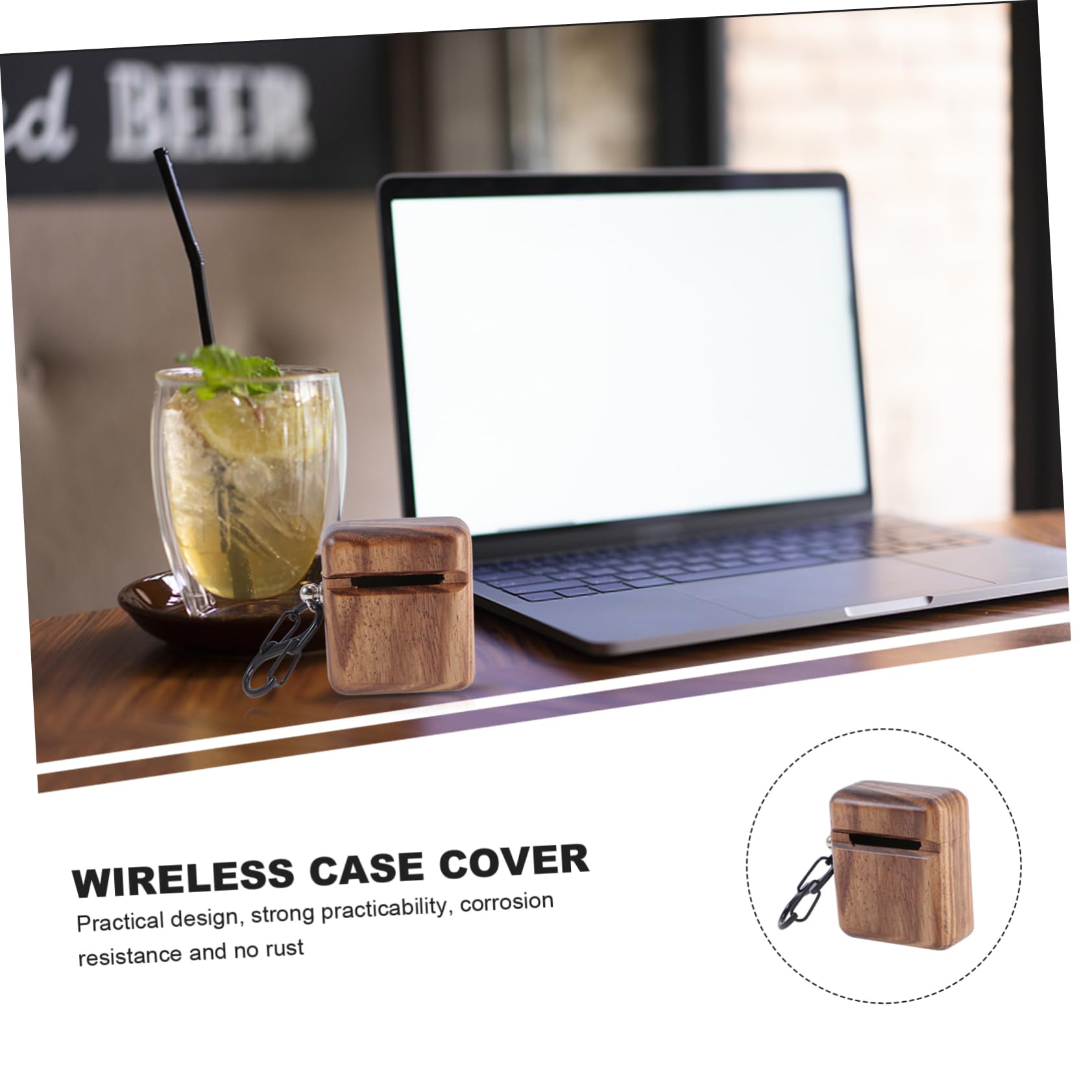 UKCOCO 2 Piezas Protector de Auriculares Carcasa de protección para Auriculares inalámbricos Estuche de Almacenamiento para Auriculares inalámbricos Caso Caja de Auriculares de Madera