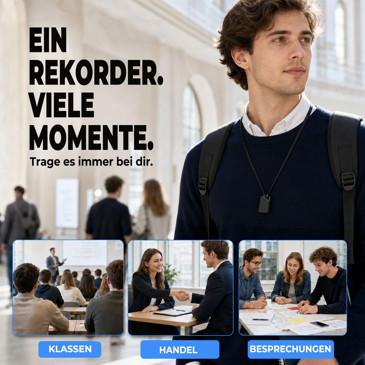 Diktiergerät Mini,Aufnahmegerät Spionage,Voice Recorder