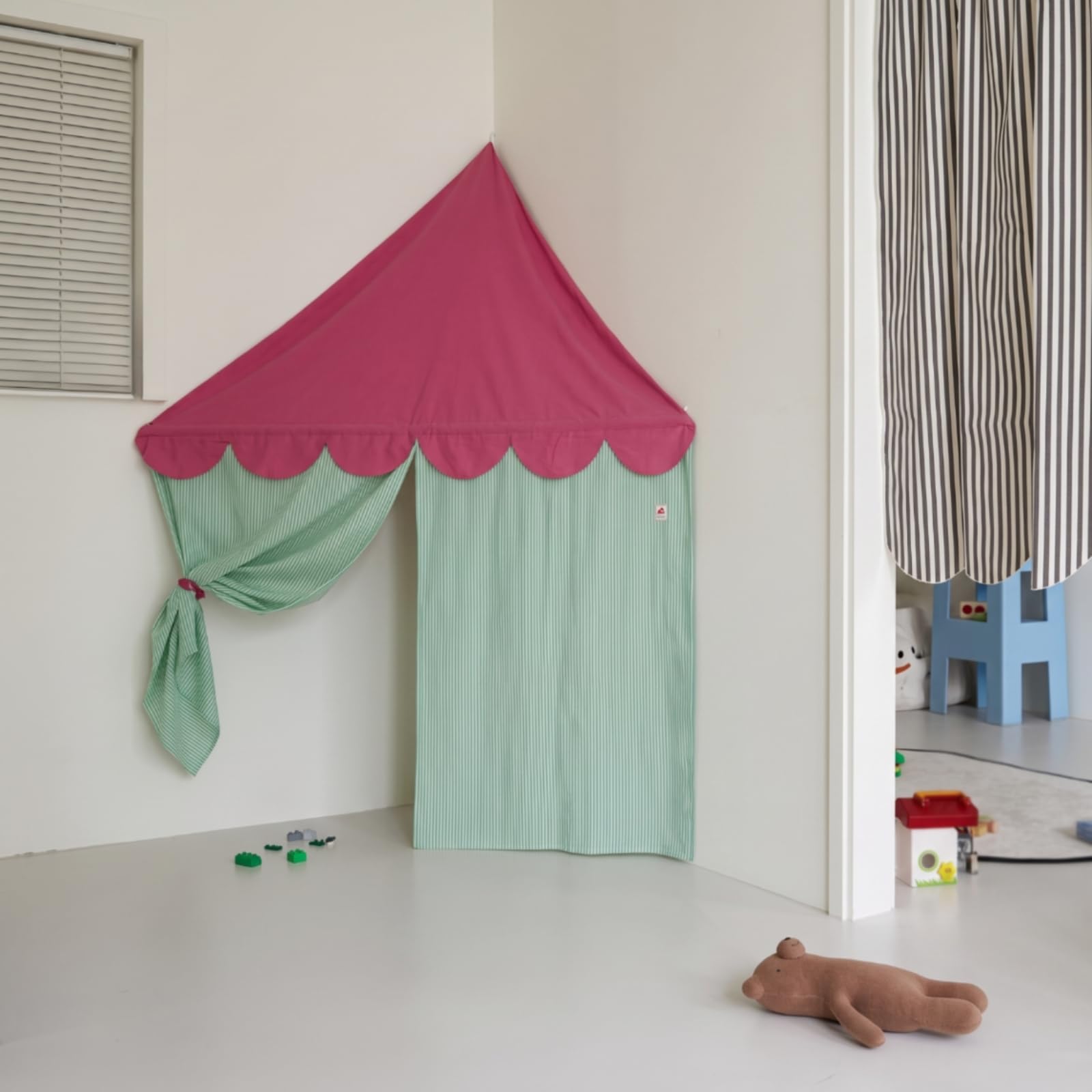 Tenda Angolare per Bambini Tenda Gioco Capanna Baldacchino Rifugio Salvaspazio per Angolo con Struttura in Tessuto E, style to 1
