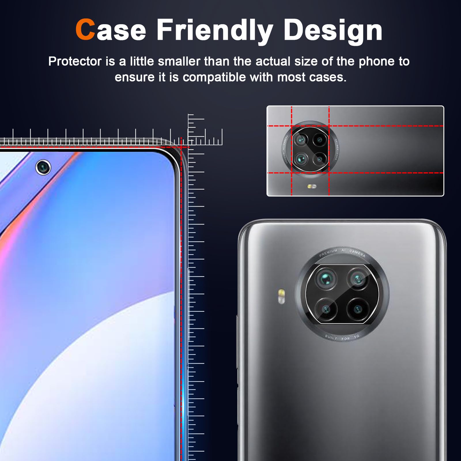 Vetro Temperato Per Xiaomi Mi 10T / Mi 10T Pro 5G, 3 Pezzi, 0,26 Mm, Durezza 9H, Bordi 2.5D, Trasparente E Compatibile Con Cover