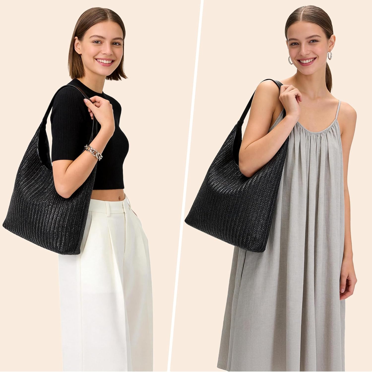 GOWIN Women's Trendy Woven ToteBag Shoulder Bags For Women Braided Hobo Purse Work Purses Handbag
