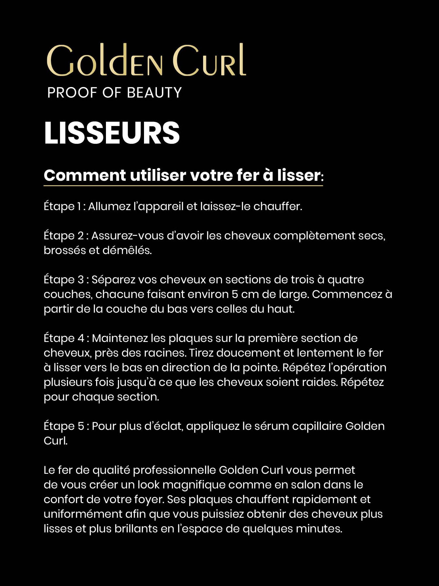 Golden Curl Fer Lisseur Cheveux Professionnel pour Lissage Facile et Rapide | 5 Ans de Tranquillité, Fer à Lisser et Boucleur 2 en 1, Appareil Coiffure Hair Straightener pour Lisser et Boucler (Or Rose)
