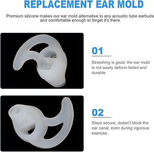 Miniatura 8 de 1 par de silicona aleta oído molde consejos para auriculares de tubo de bobina acústica