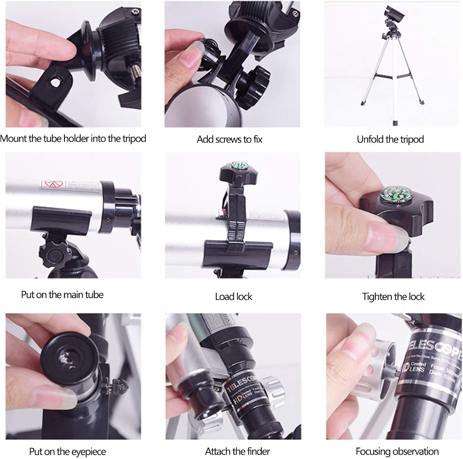 Telescope for Astronomy 50mm HD Refractor Telescope Beginners and Kids with Adjustable Tripod and Finder Scope Perfect for Children Educational and Gift