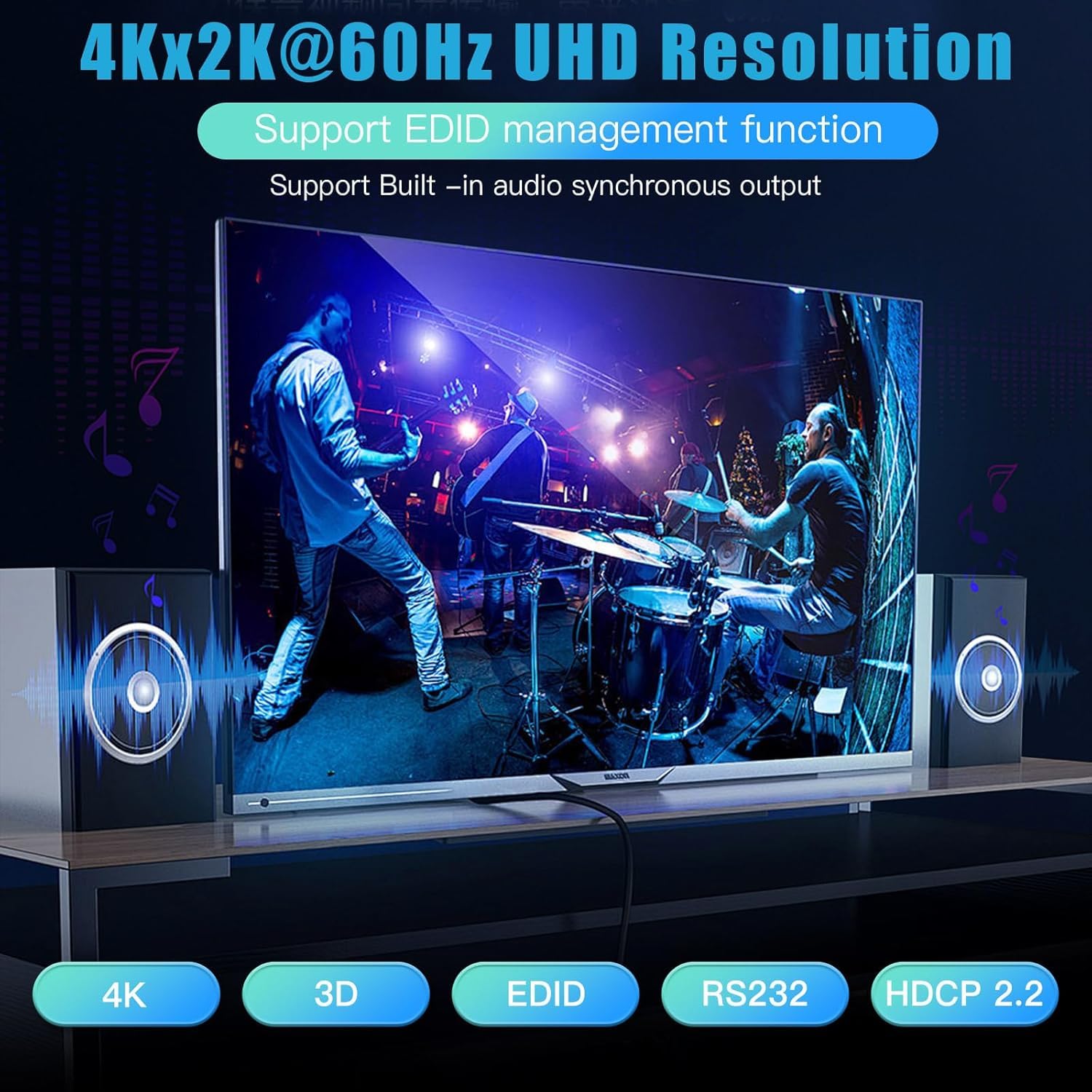 8x8 HDMI Matrix 4K@60Hz 8 in 8 Out HDMI Matrix Switcher Splitter YUV 4:4:4/RGB with RS232, IR, 18Gbps, HDCP2.2, HDMI2.0, 3D,EDID,ARC,CES,HDR10