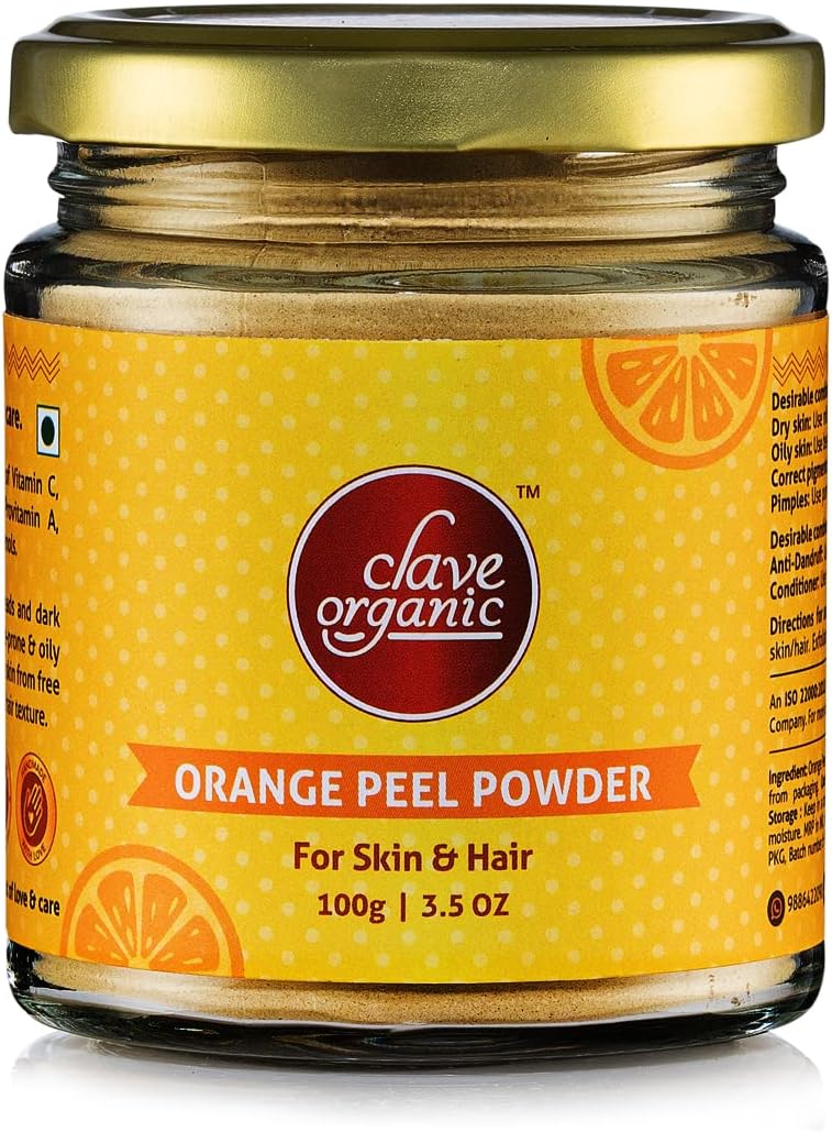 Clave Organic India Private LimitedVacuum Dried Vegan No Chemicals Orange Peel Powder In Eco-Friendly Glass Jar (100 g)
