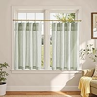 Vista 69 de jinchan Cortinas de Lino a Rayas para Cocina de 45 Pulgadas, Cortinas de Nivel, Estilo de Granja Moderno, Estilo Café, Tratamientos para Ventanas