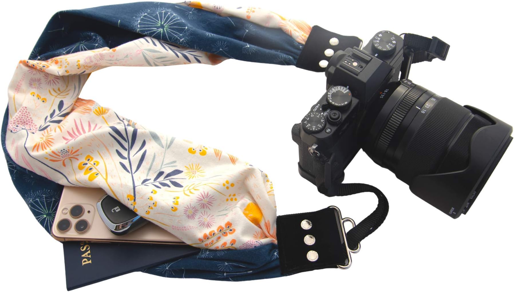 Capturing Couture Scarf Camera Strap with Hidden Zipper Pocket, Callie|Chase - Comfortable for Photographers, DSLR