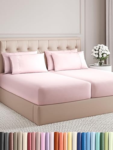 Vista 1083 de Juego de sábanas Split King de 7 piezas, sábanas transpirables y refrescantes, sábanas de hotel, bolsillos profundos, ajuste fácil, suaves y sin