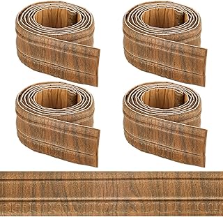 CRASPIRE 362x3.14in Peel and Stick Wallpaper Border Crown Molding Camel Brown Wood Grain Self Adhesive Flexible 3D Baseboard Trim Vintage Mirror Sticky Wall Edging Base Lines Foam for Hotel Home Decor