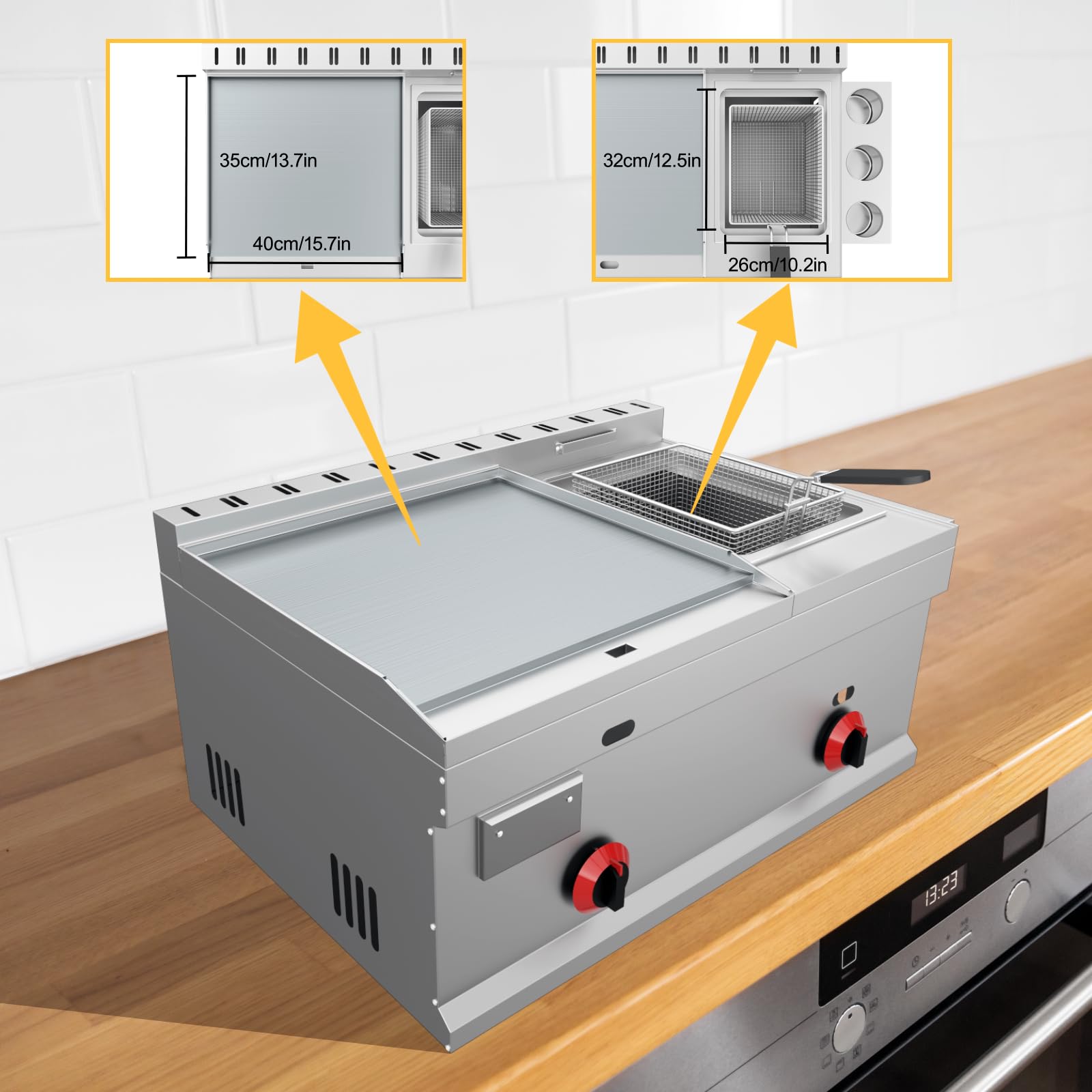 Amazon.com: Flat Top Grill Deep Fryer Combo, Commercial 2 in