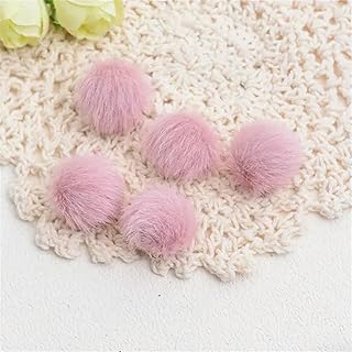 10 Bolas de Pelo de 15 mm para Pendientes y Colgantes, Accesorios para Hacer Bricolaje, Color Rosa
