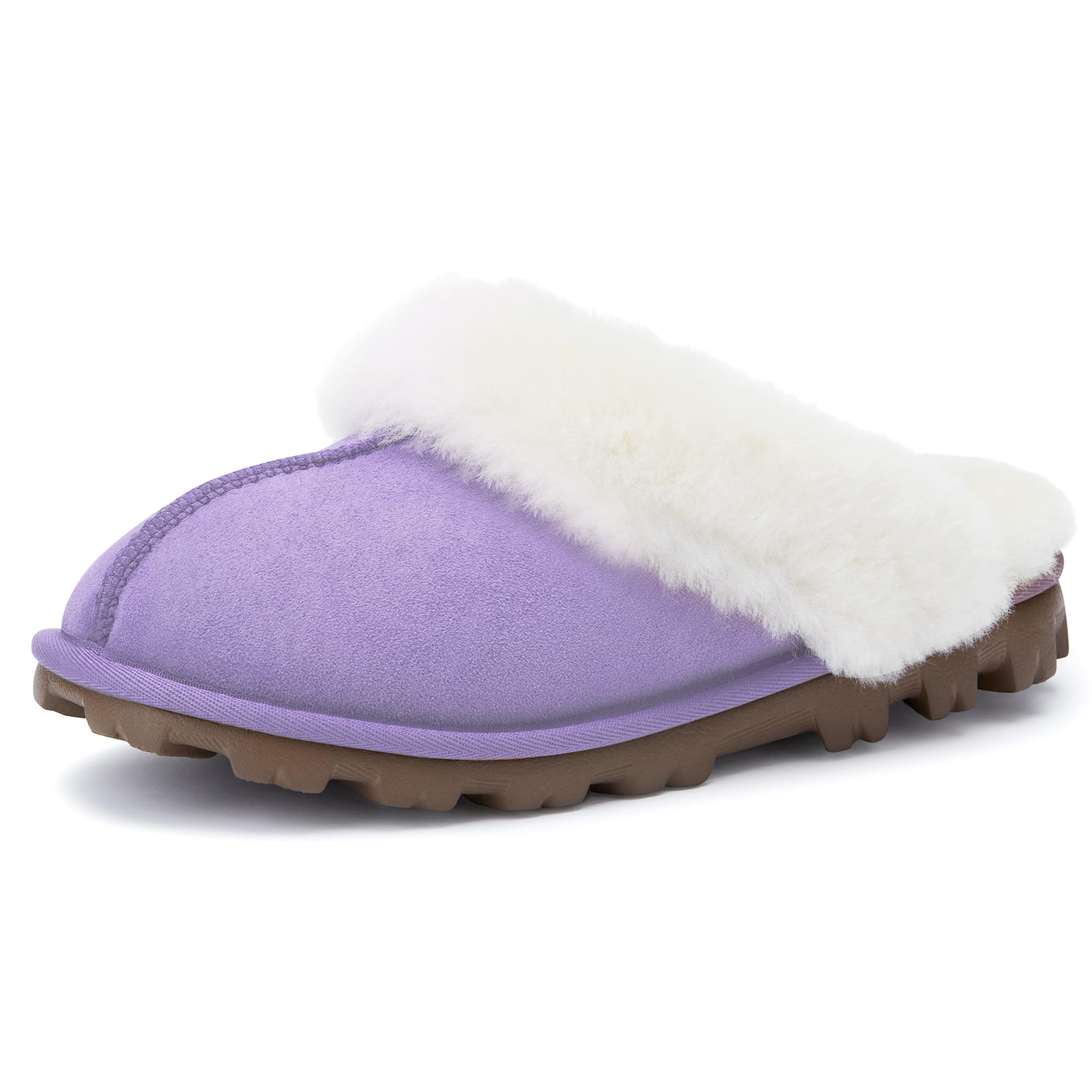WaySoft Women's Genuine Australian Sheepskin Slippers, 18mm Wool Pile, Memory Foam, Durable Anti-Slip EVA Sole
