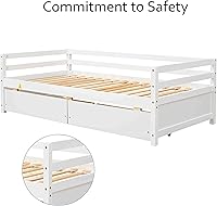 Vista 5 de Sofá cama individual con 2 cajones, moderno sofá cama para niños, adolescentes y adultos, marco de cama de día de madera para dormitorio, sala