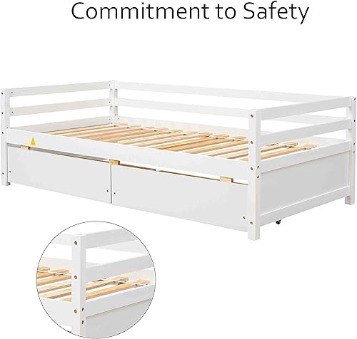 Miniatura 5 de Sofá cama individual con 2 cajones, moderno sofá cama para niños, adolescentes y adultos, marco de cama de día de madera para dormitorio, sala de