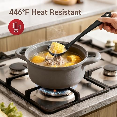 Miniatura 5 de Juego de utensilios de cocina de silicona con soporte grande giratorio de 360 de 7.3 pulgadas, juego de utensilios de cocina de silicona no tóxicos