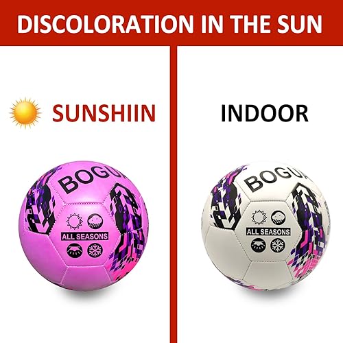 Miniatura 2 de Pelota de Scoccer, decoloración en el sol, tamaño oficial 54, bola de color de cambio de bomba extra regalo para adolescentes, niños, niñas, adultos