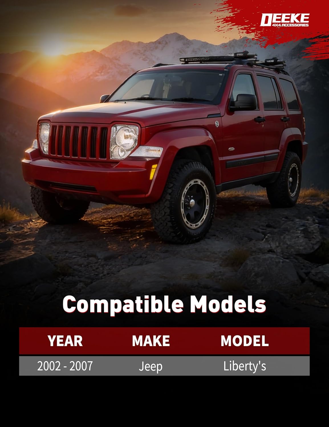 Front Upper Control Arms for 2002–2007 Jeep Liberty KJ, 1–4" Lift, Heavy Duty Suspension Arms with Pre-Installed PU Bushings & Ball Joints, Wrinkle Black (2PCS)