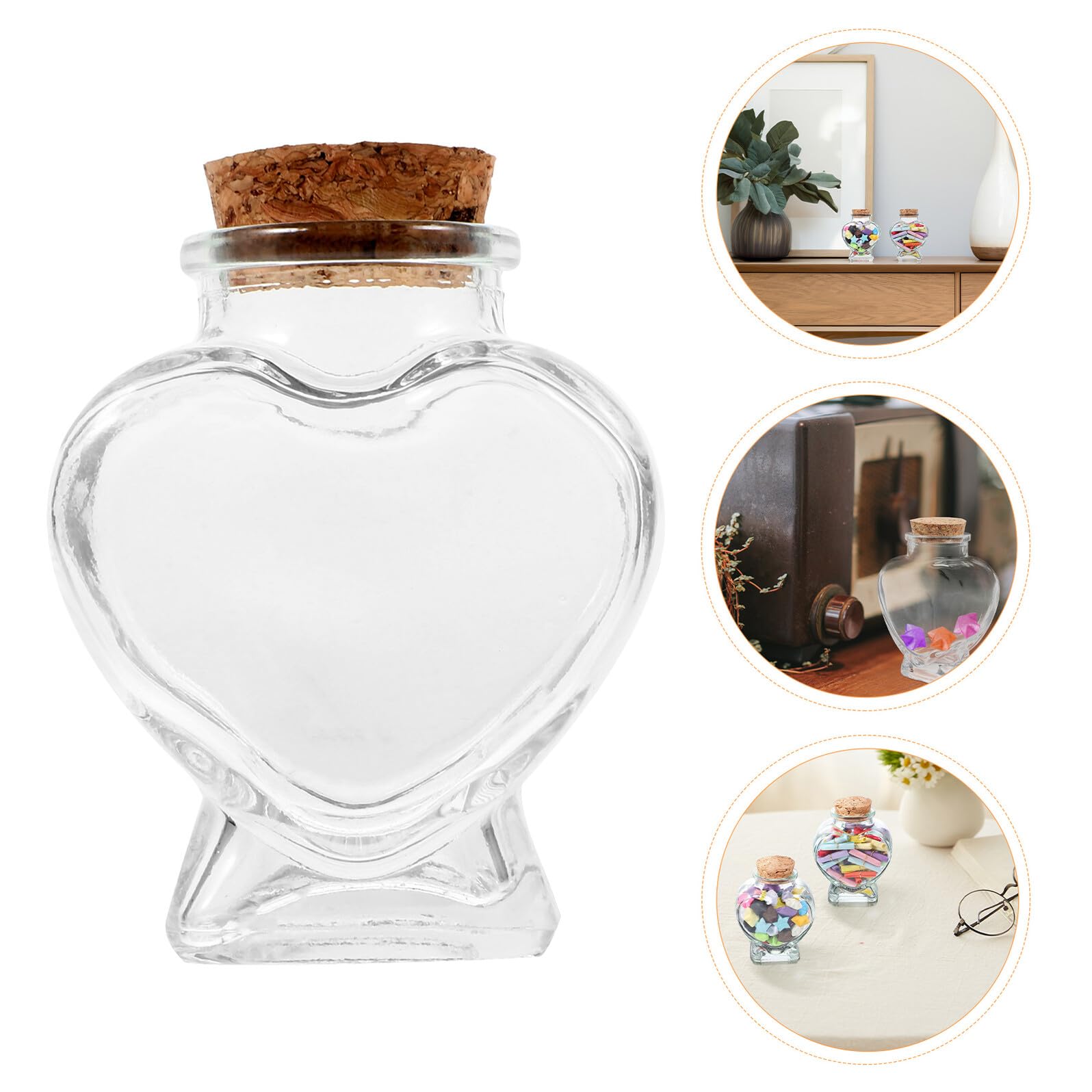 IMIKEYA 12 Bottiglie Mini Cuore in Vetro Trasparente con Tappo Sughero Barattoli per Messaggi Decorazione Matrimonio e Artigianato