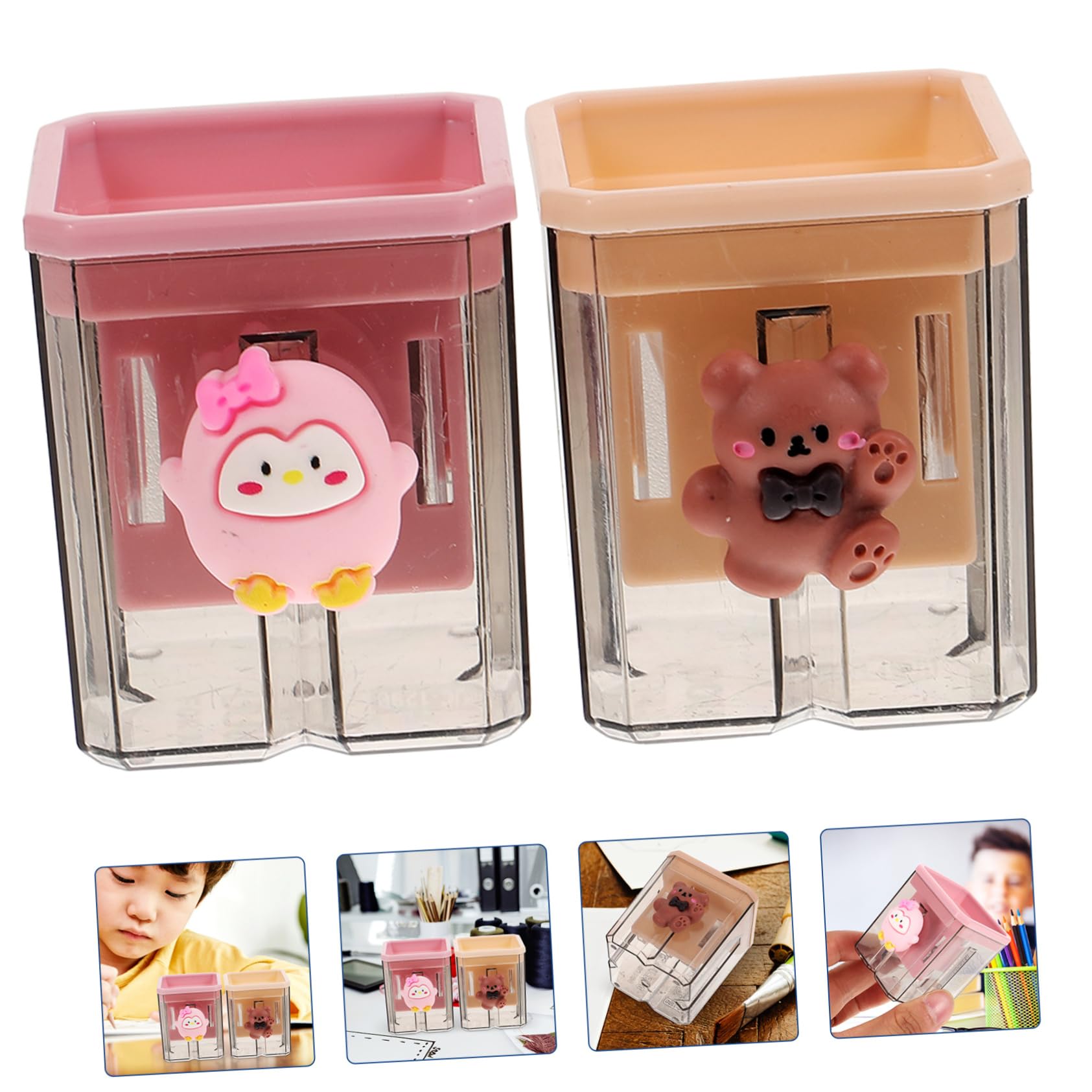 Angoily 2 Pezzi Temperamatite Manuale per Design Cartone Animato Temperamatite per Forniture Scolastiche e Creatività Infantile