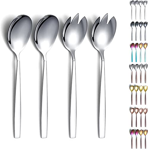 Evanda 4-Piece Salad Server Set, Stainless Steel Serving Set, Spoon,