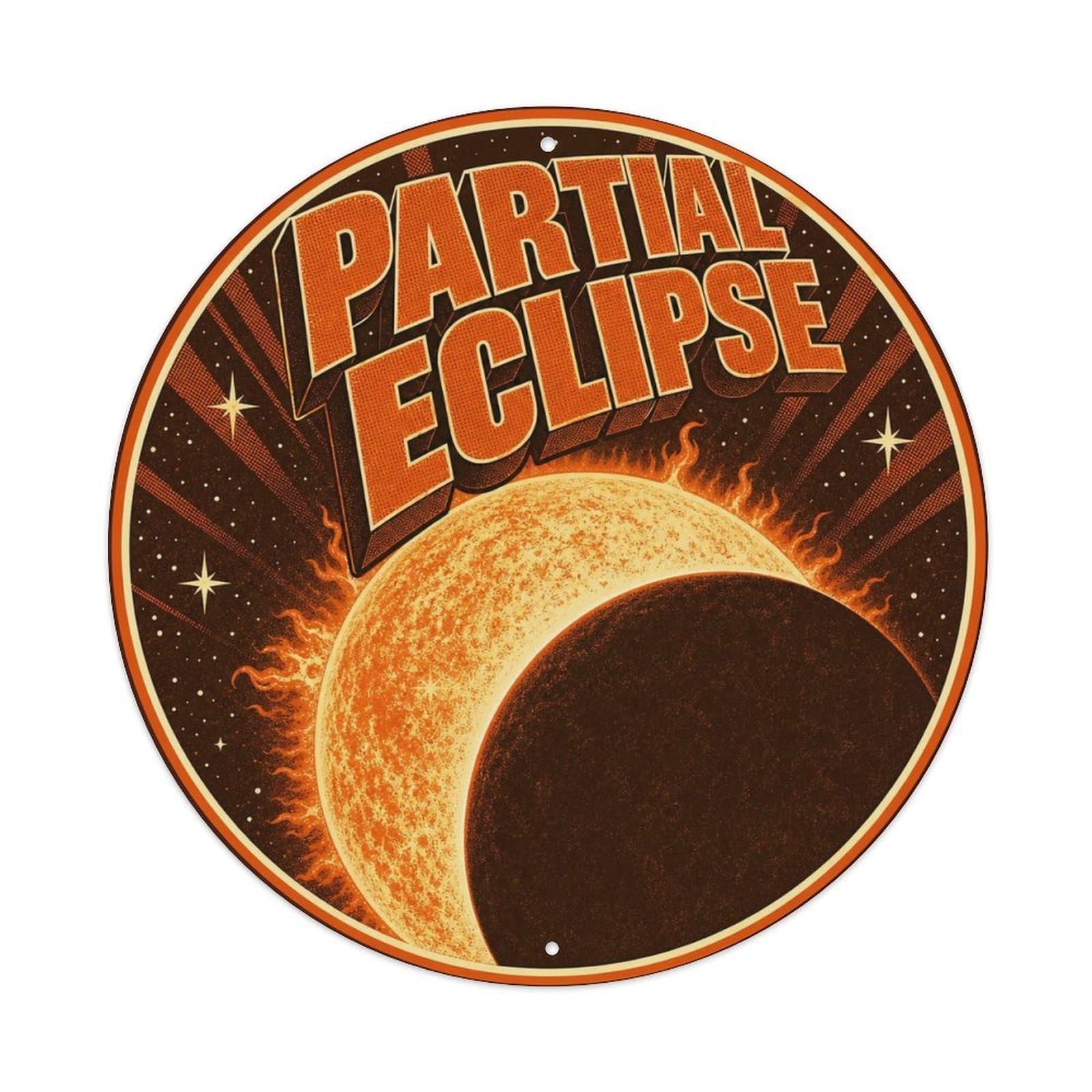 Okngb Style Night Sky Partial Eclipse Phases Space Archive Cosmic Metal Tin Sign Plaque Wall Decor For Cafe, Man Cave, Club Bar, Office, Home Garden Round Metal Poster 8X8inch