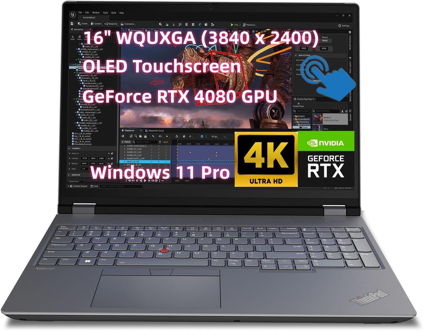 NewLenovo ThinkPad P1 Mobile Workstation (16" 4K+ (3840 x 2400), OLED Touch IPS, Core i7-13800H, RTX 4080 12GB, 64GB DDR5 2TB SSD) Laptop for Engineer Designer Architect, Thunderbolt 4, Win11 Pro