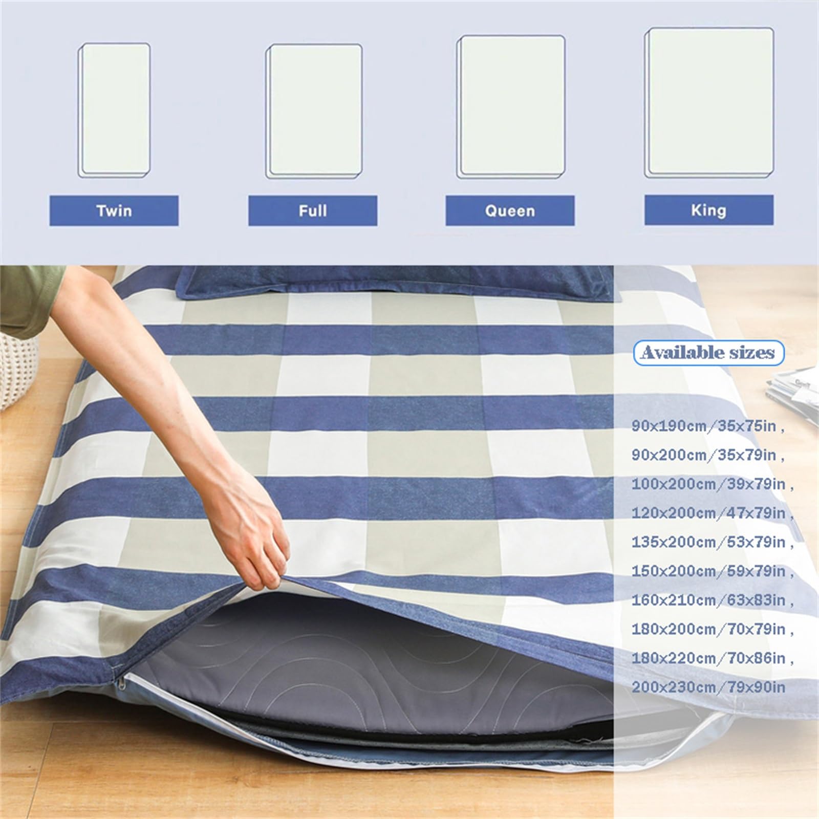 Housse De Matelas Futon Japonais, Protège-Matelas De Sol, for Tatami avec Fermeture Éclair, Ultra Douce Et Lavable en Machine(Star,180x200cm/70x79in)